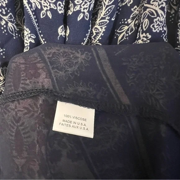 Misa Los Angeles Smocked Midi Dress Navy Multi Print Small NWT Boho Festival - Picture 5 of 5